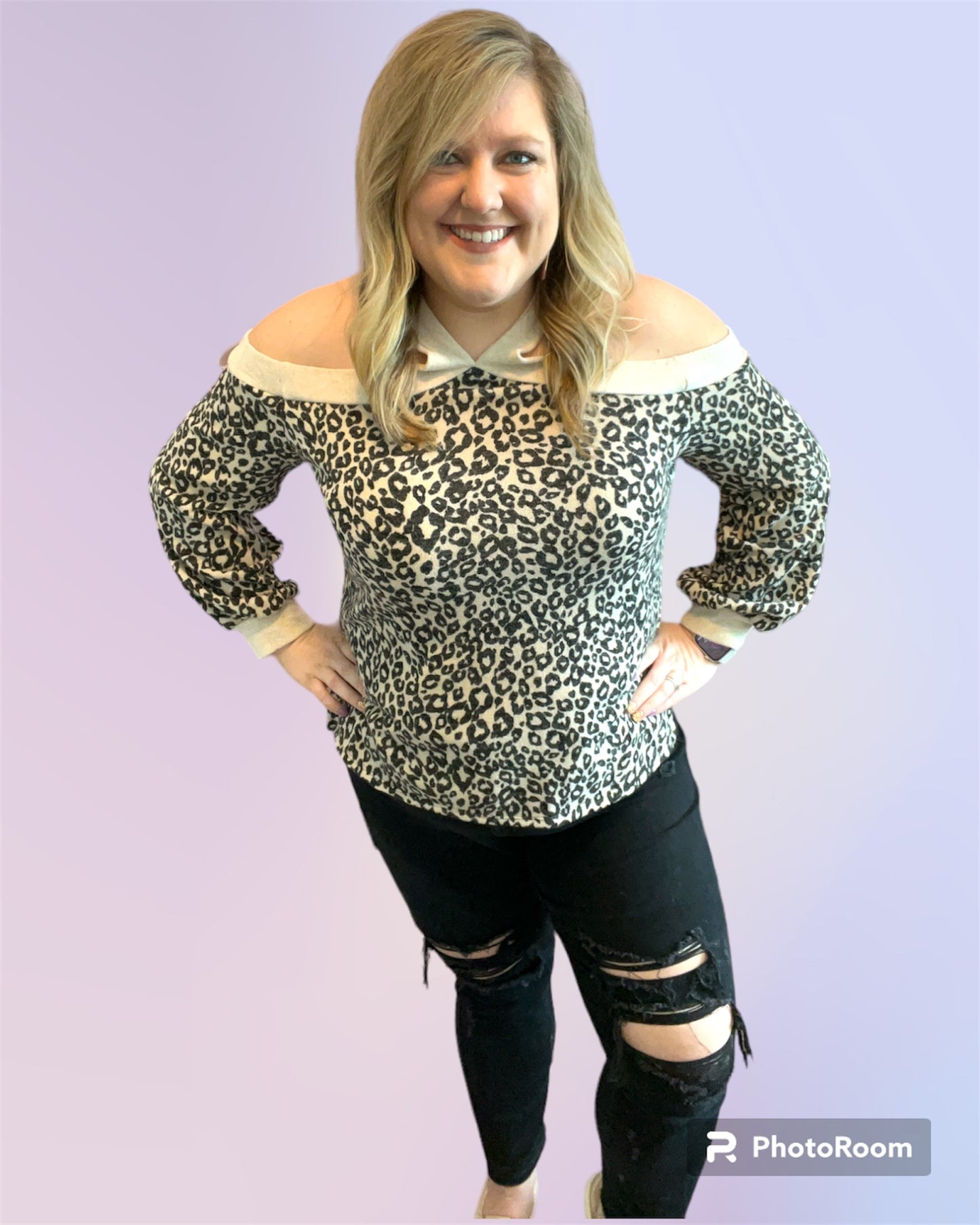 Cold Shoulder Leopard Top